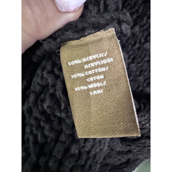 Itsu black chunky knit sweater‎ wool blend bell sleeve short length size XL - Picture 6 of 7